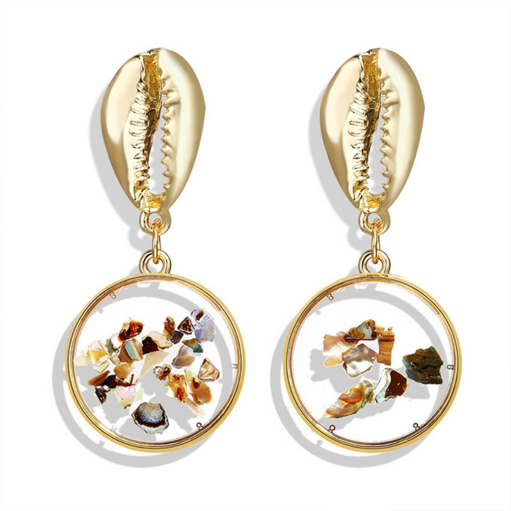 Boho | Clear Resin Gem Fleck Drop Earrings